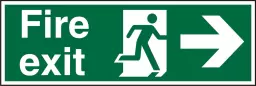 Seco Safe Procedure Safety Sign Fire Exit Man Running and Arrow Pointing Right Semi Rigid Plastic 450 x 150mm - SP121SRP450X150