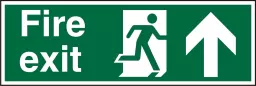 Seco Photoluminescent Safe Prodecure Safety Sign Fire Exit Man Running Right and Arrow Pointing Up Glow In The Dark 450 x 150mm - SP129PLV450X150