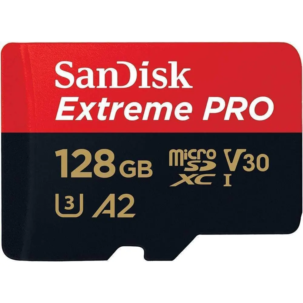 SanDisk Extreme PRO 128GB Micro SDXC UHS-I Class 10 with Adaptor