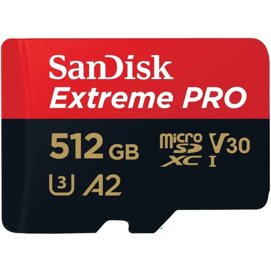 SanDisk Extreme PRO 512GB MicroSDXC UHS-I Class 10 Memory Card and Adapter