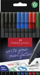 Faber-Castell Fibre-Tip Grip Pen 0.4mm Tip Assorted Colours (Pack 10) - 151691