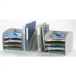 Fast Paper Desktop Organizer 8 Compartment Grey