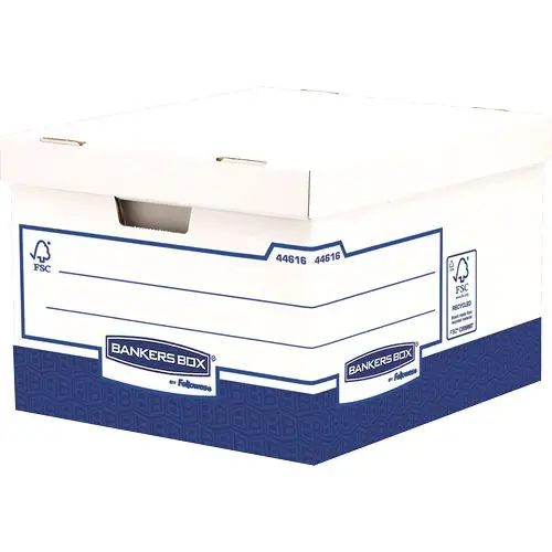 Fellowes Bankers Box Basic Large Heavy Duty Storage Box White Blue PK10 - 4461601