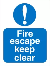 Seco Mandatory Safety Sign Fire Escape Keep Clear Self Adhesive Vinyl 150 x 200mm - M025SAV150X200