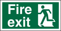 Seco Photoluminescent Safe Procedure Safety Sign Fire Exit Man Running Left Glow In The Dark 200 x 100mm - SP319PLV200X100