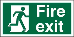 Seco Photoluminescent Safe Procedure Safety Sign Fire Exit Man Running Right Glow In The Dark 200 x 100mm - SP318PLV200X100