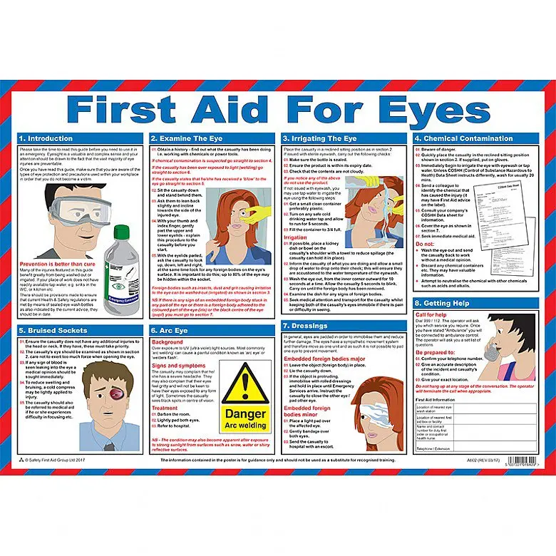 First Aid For Eyes Laminated Guidance Poster A2 - A602