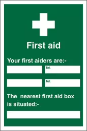 Seco Safe Procedure Safety Sign First Aiders Semi rigid Plastic 200 x 300mm - KS008SRP200X300