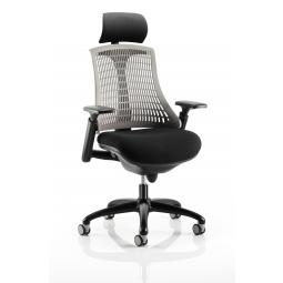 Flex Chair Black Frame With Grey Back With Headrest KC0109