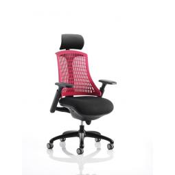 Flex Chair Black Frame With Red Back With Headrest KC0105