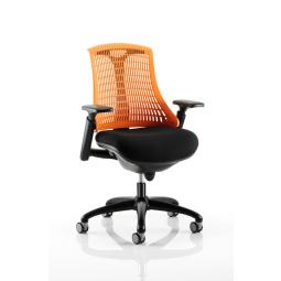 Flex Medium Back Task Operator Office Chair with Arms Black Frame Orange/Black - KC0075