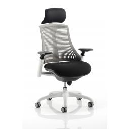 Flex Chair White Frame Grey Back With Headrest KC0093