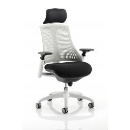 Flex Chair White Frame Moonstone White Back With Headrest KC0088