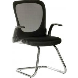 Flip Mesh Back Cantilever Visitor Chair with Flip Up Armrests Black - 6963BLK