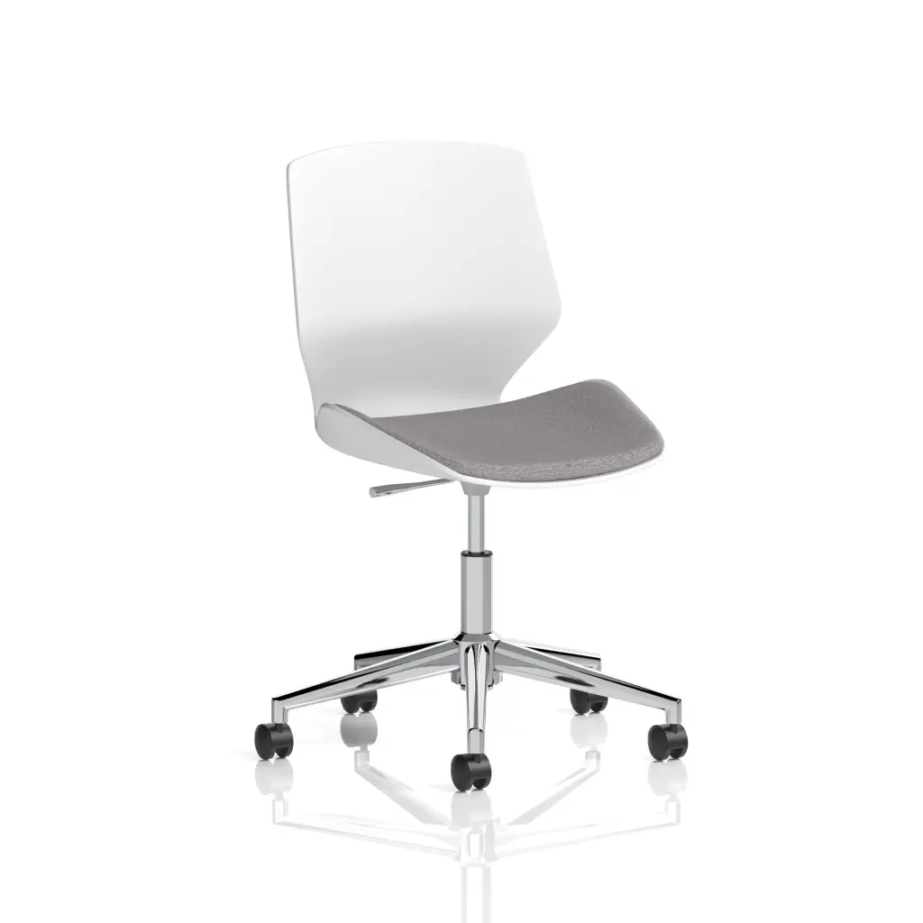 Dynamic Florence Task Office Chair 5 Star Chrome Base With White Frame and Grey Fabric Seat - BR000312