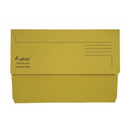 Forever Document Wallet Foolscap 290gsm Yellow Pack of 25