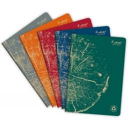 Clairefontaine Forever Recycled A4 Stapled Notebooks 120 Pages 90gsm Feint Ruled Paper Assorted Colours (Pack 5) - 68466C