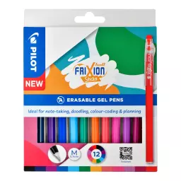 Pilot Frixion Ball Stick Rollerball Pens 0.7mm Tip Assorted (Pack 12) - 5012052061989