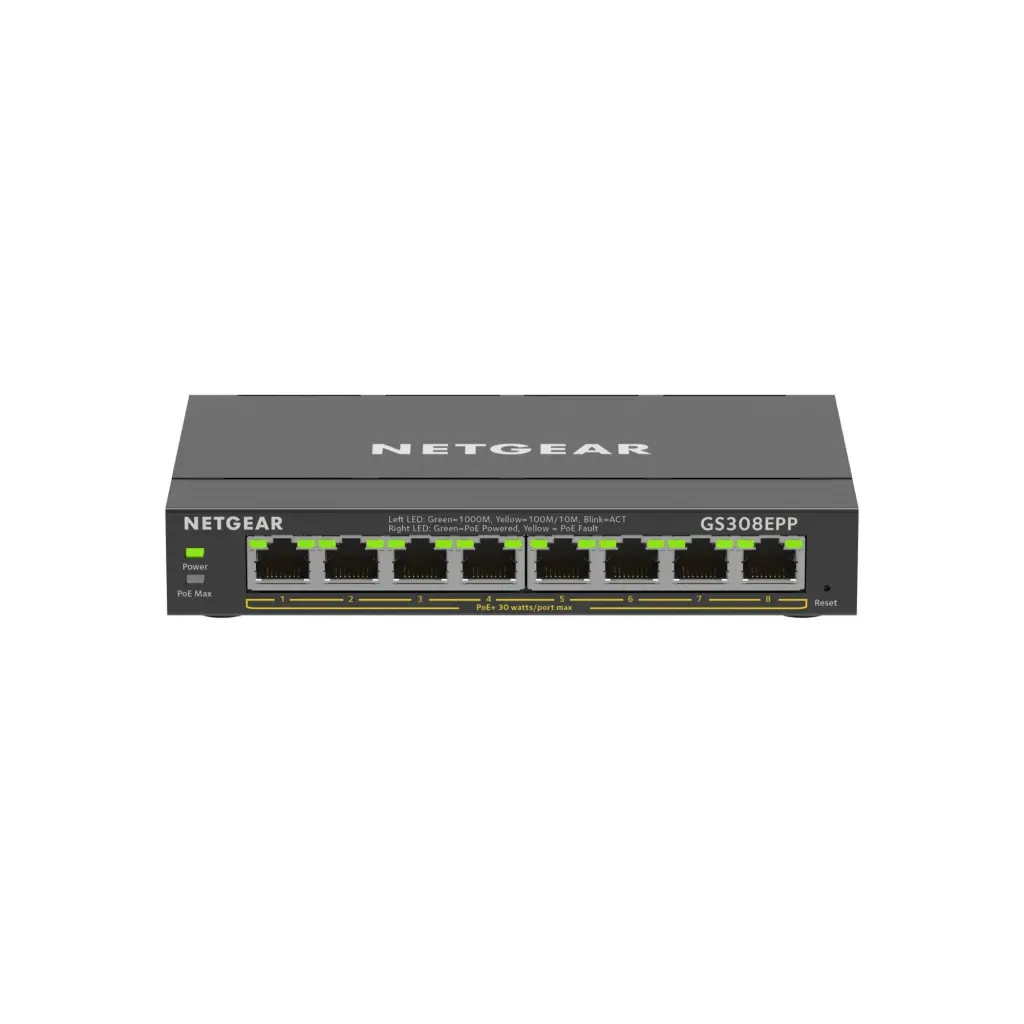 NETGEAR GS308EPP 8 Port Managed L2 L3 Gigabit Ethernet Power over Ethernet Network Switch