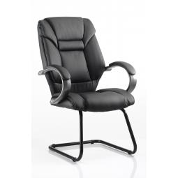 Galloway Leather Cantilever Visitor Chair with Arms Black - KC0119