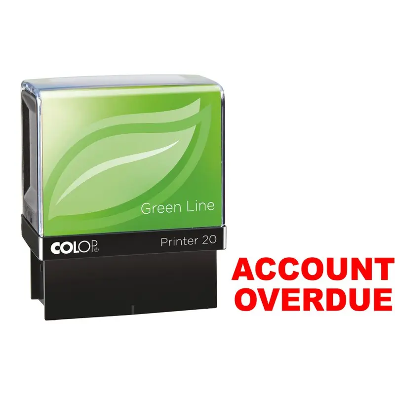 COLOP P20 Green Line Eco-friendly Self-inking ACCOUNT OVERDUE Word Stamp Impression Size 35x12mm Red Ink - 148223