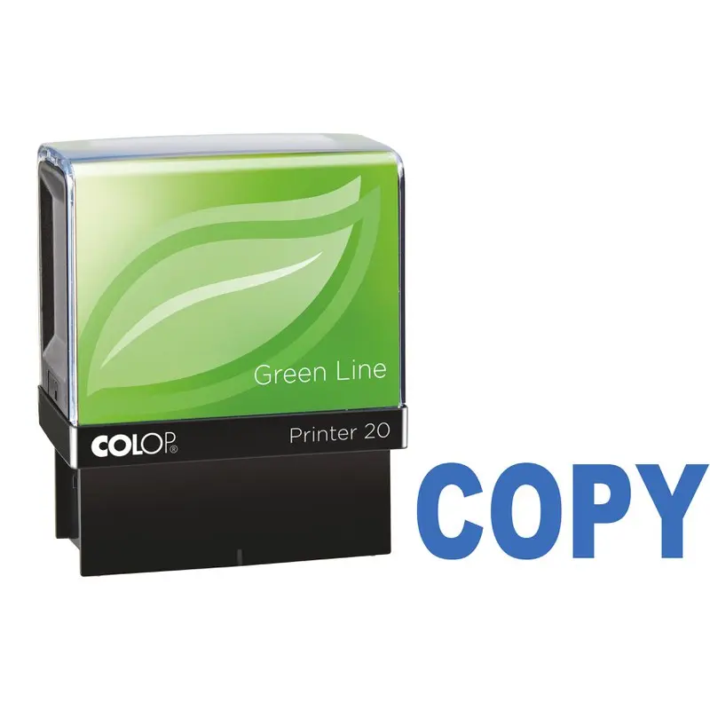 COLOP P20 Green Line Eco-friendly Self-inking COPY Word Stamp Impression Size 35x12mm Blue Ink - 148215