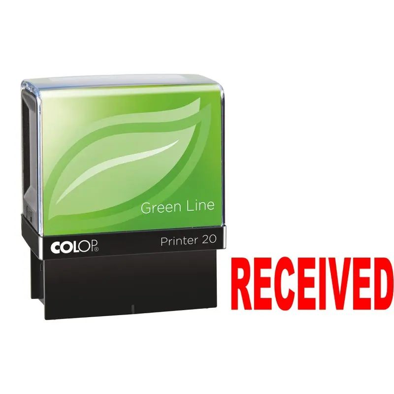 COLOP P20 Green Line Eco-friendly Self-inking RECEIVED Word Stamp Impression Size 38x12mm Red Ink - 100842