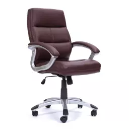 Nautilus Designs Greenwich High Back Leather Effect Executive Office Chair With Contoured Design Backrest and Fixed Arms Cherry Brown - BCP/T101/BY