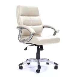 Nautilus Designs Greenwich High Back Leather Effect Executive Office Chair With Contoured Design Backrest and Fixed Arms Cream - BCP/T101/CM