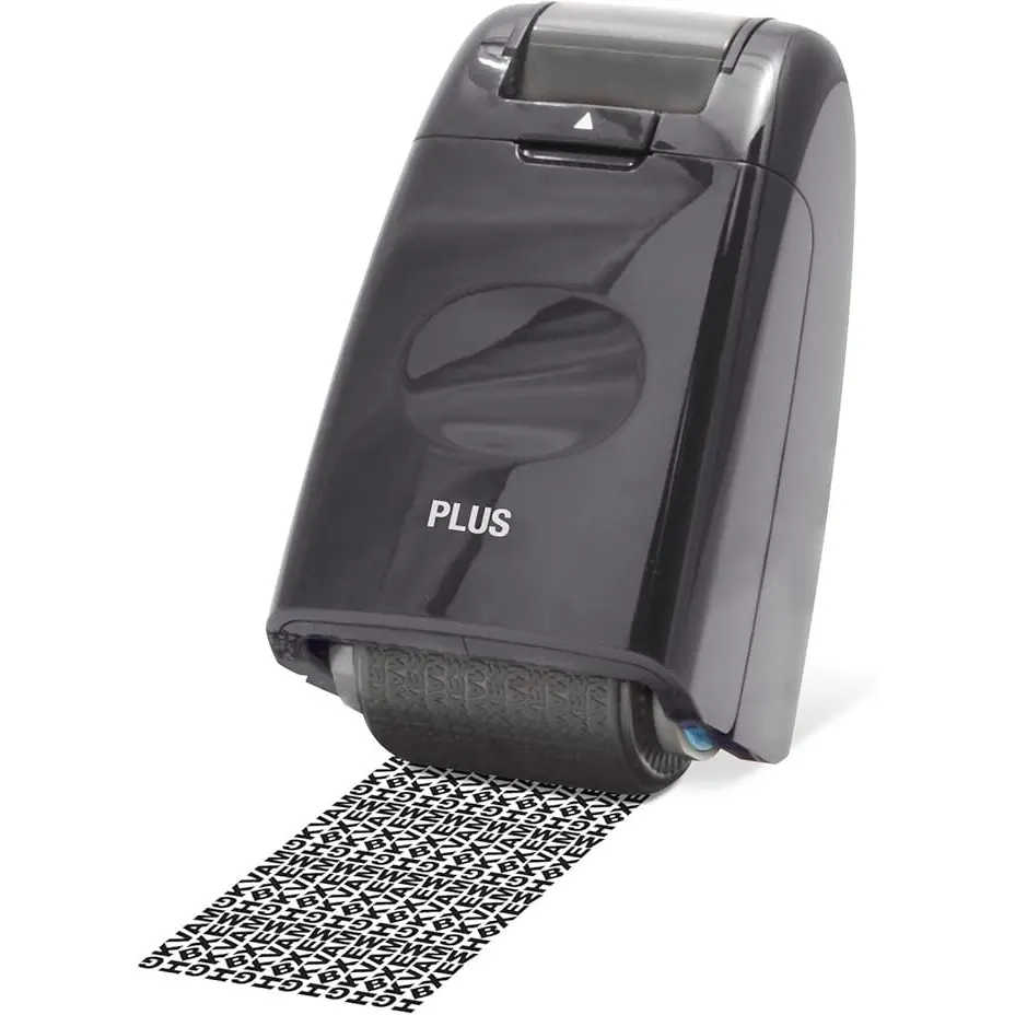 Plus By Pentel Guard Your ID Camouflage Self-Inking Roller Stamp With Refill Black 59144