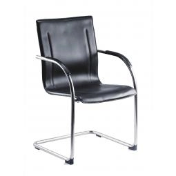 Guest Leather Effect Cantilever Chair Black - B9530