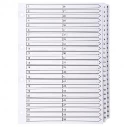 Guildhall (A4) 50 Part (1-50) Printed Mylar Dividers White