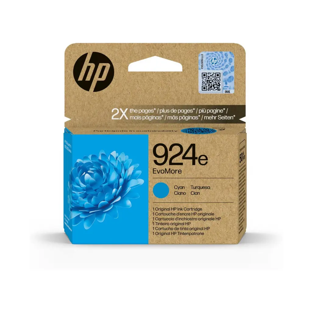 HP 924e EvoMore Cyan Ink Cartridge - 4K0U7NE