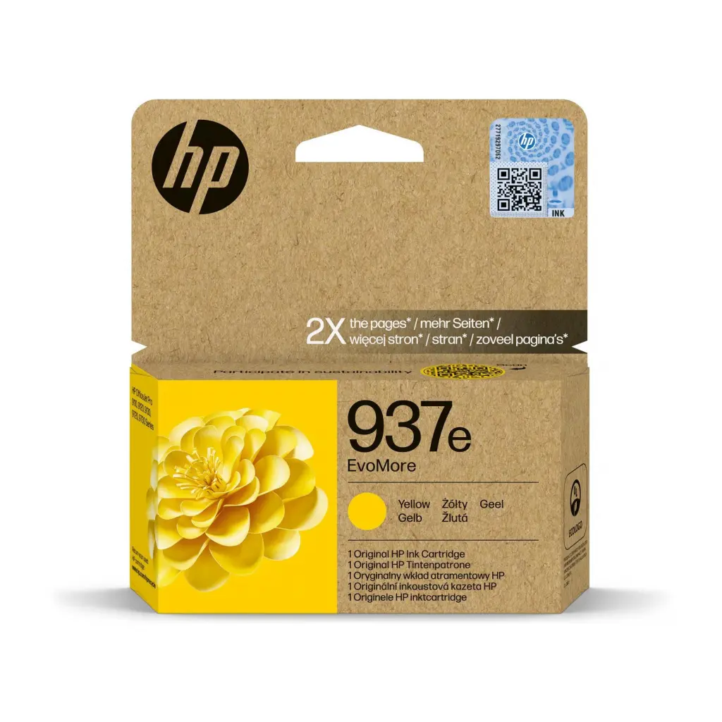 HP 937e EvoMore Yellow Ink Cartridge - 4S6W8NE