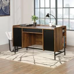 Hampstead Park Desk Walnut with Black Accent Panels & Frame 5420731