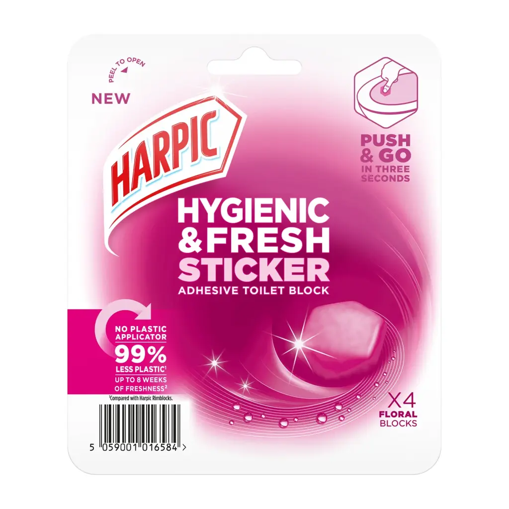 Harpic Hygienic And Fresh Floral Toilet Stickers Freshener (Pack 4) - 3275290