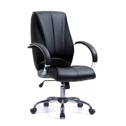 Nautilus Designs Hastings High Back Bonded Leather Executive Office Chair With Mesh Panel Detailing and Fixed Arms Black - BCL/B425/BK