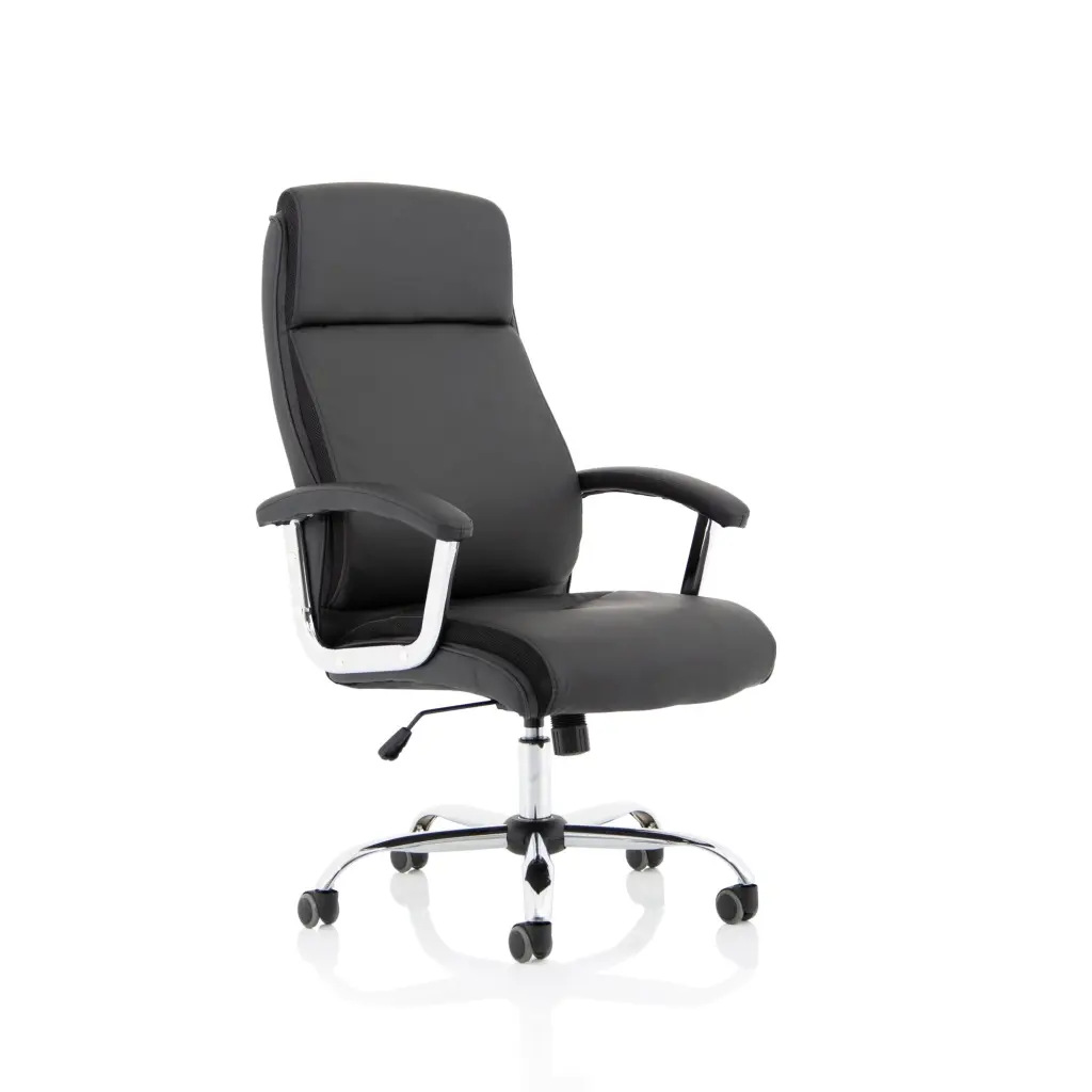 Dynamic Hatley High Back Black Bonded Leather Executive Office Chair With Fixed Arms and Chrome Frame - EX000445