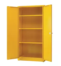 Slingsby Express Flammable Hazardous Substance Storage Cabinet With 3 Shelves COSHH 75Kg Capacity H1800 x W900 x D460mm Yellow - 314287