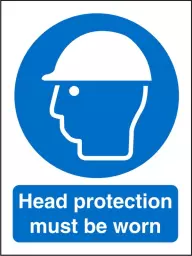 Seco Mandatory Safety Sign Head Protection Must Be Worn Self Adhesive Vinyl 150 x 200mm - M005SAV150X200