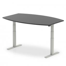 Dynamic High Gloss 1800mm Writable Boardroom Table Black Top Silver Height Adjustable Leg I003551