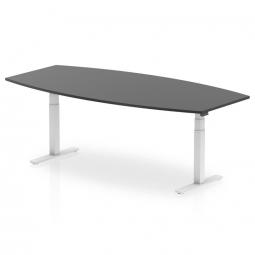Dynamic High Gloss 2400mm Writable Boardroom Table Black Top White Height Adjustable Leg I003566