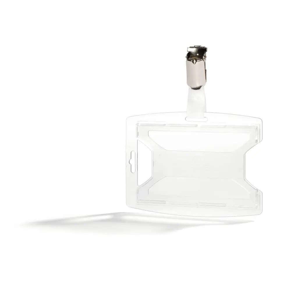 Durable reXycle 1 Card Security Pass ID Badge Holders with Clip made from 70% Recycled PP Clear (Pack 25) - 896119