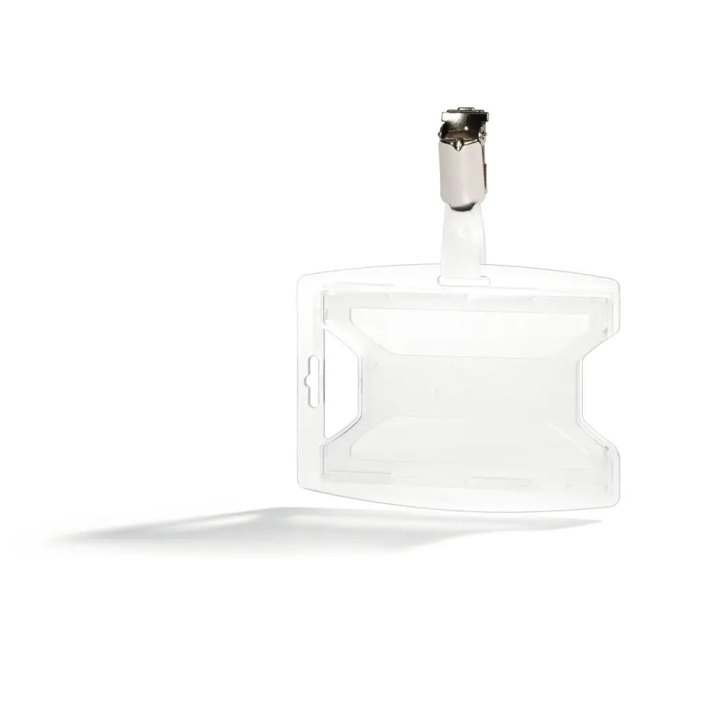 Durable reXycle 2 Card Security Pass ID Badge Holders with Clip made from 70% Recycled PP Clear (Pack 25) - 896219