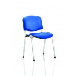 ISO Stacking Chair Blue Vinyl Chrome Frame BR000072