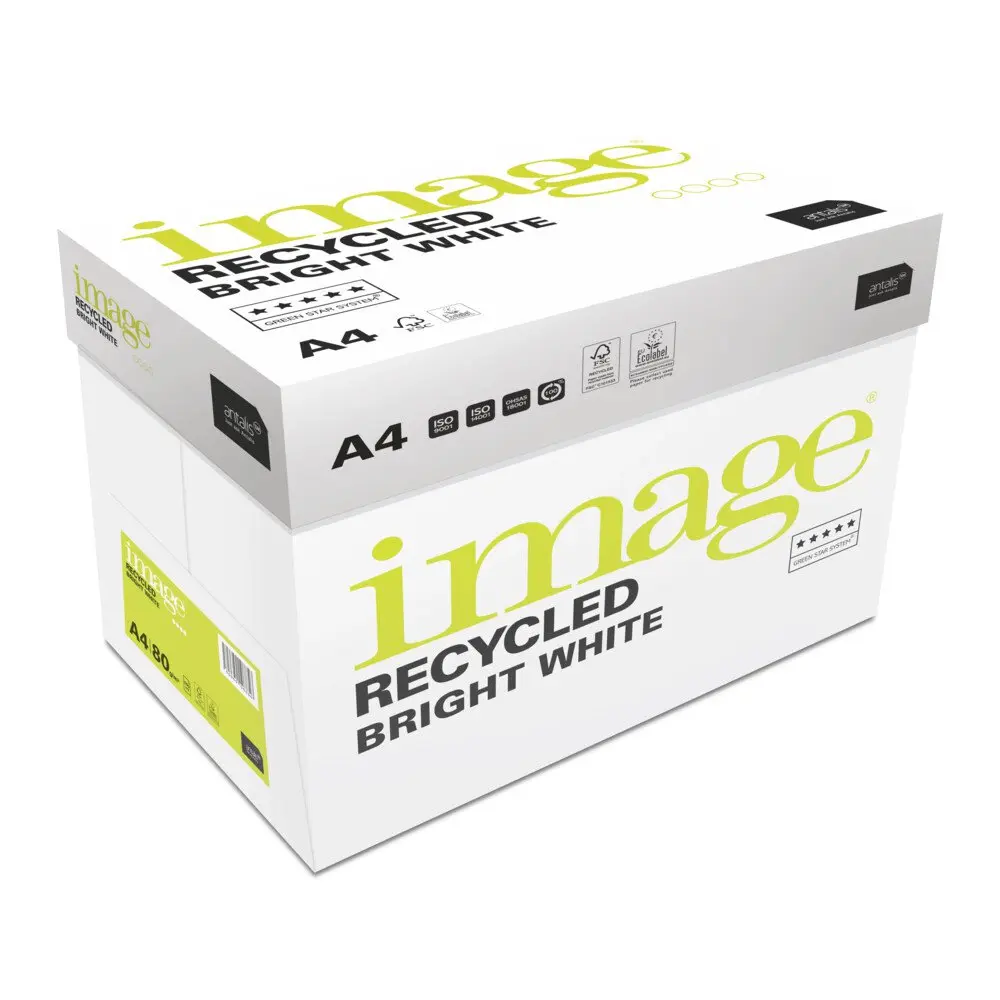 Image Bright White Recycled Printer Paper A4 80gsm (Box 5 Reams) - 623527