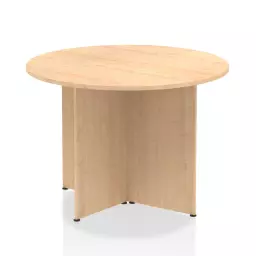 Dynamic Impulse W1000 x D1000 x H730mm Free-Standing Round Table Panel Arrowhead Leg Maple Finish - I003396