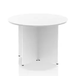 Dynamic Impulse W1000 x D1000 x H730mm Free-Standing Round Table Panel Arrowhead Leg White Finish - I003398