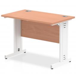 Impulse 1000 x 600mm Straight Desk Beech Top White MI001763