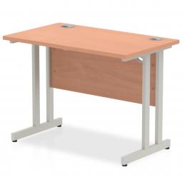 Impulse 1000x600mm Straight Desk Beech Top Silver MI001678